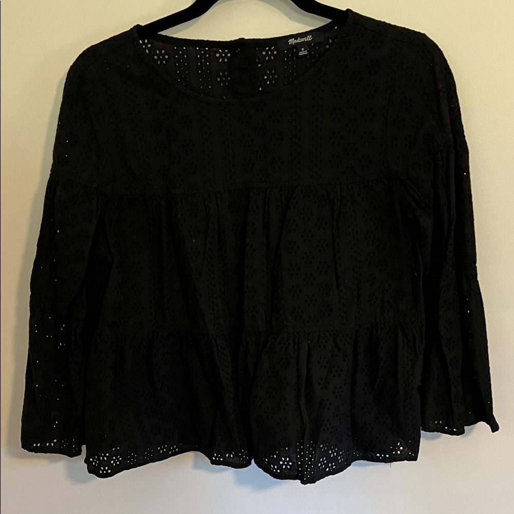 Madewell Black Eyelet Tiered Tunic